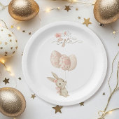 Schattige Licht Roze Baby Bunny Pasen Papieren Bordje