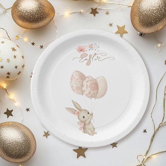 Schattige Licht Roze Baby Bunny Pasen Papieren Bordje
