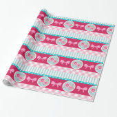 Schattige Licht Roze & Blauw Girly Pattern Cadeaupapier (Uitgerold)