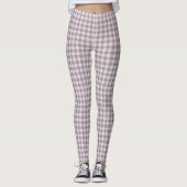 Schattige licht roze grijs buffalo gespeelde patro leggings (Voorkant)