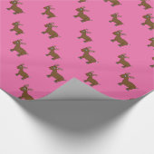 Schattige licht roze rendierpatroon cadeaupapier (Hoek)