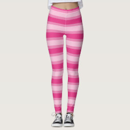Schattige Licht Roze, Roze & Hete Roze Strepen Leg Leggings