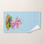Schattige Lichtblauw Baby Dinosaur Monogram Naam B Bad Handdoek (Handdoek)