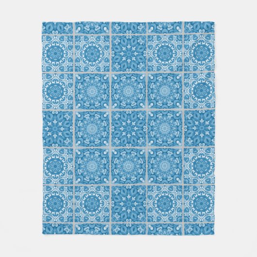 Schattige lichtblauw  geïnspireerd quiltpatroon fleece deken (Voorkant)