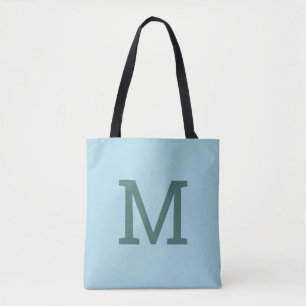 Schattige Lichtblauw Monogram Initiaal Canvas tas