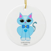 Schattige lichtblauwe poes & tekst keramisch ornament (Voorkant)