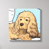 Schattige Lichtbruin Cocker Spaniel Portrettekenin Canvas Afdruk (Voorkant)
