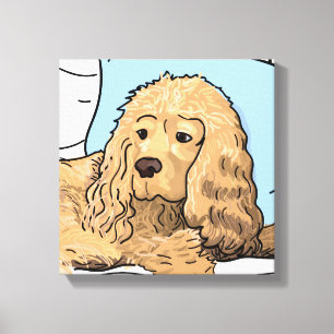Schattige Lichtbruin Cocker Spaniel Portrettekenin Canvas Afdruk