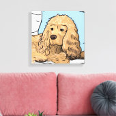 Schattige Lichtbruin Cocker Spaniel Portrettekenin Canvas Afdruk (Insitu (Woonkamer))
