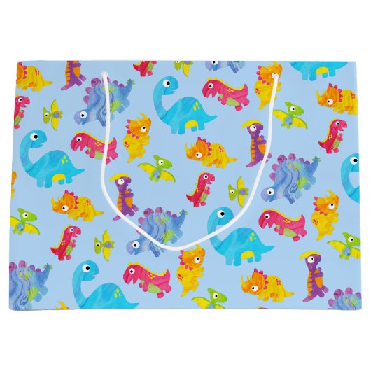 Schattige Lichte Pastelblauwe Baby Dinosaurus Verj Groot Cadeauzakje (Voorkant)