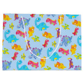 Schattige Lichte Pastelblauwe Baby Dinosaurus Verj Groot Cadeauzakje (Achterkant)