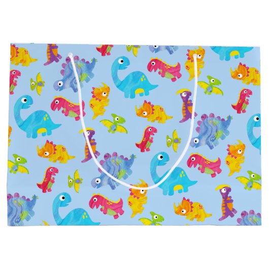 Schattige Lichte Pastelblauwe Baby Dinosaurus Verj Groot Cadeauzakje (Achterkant)