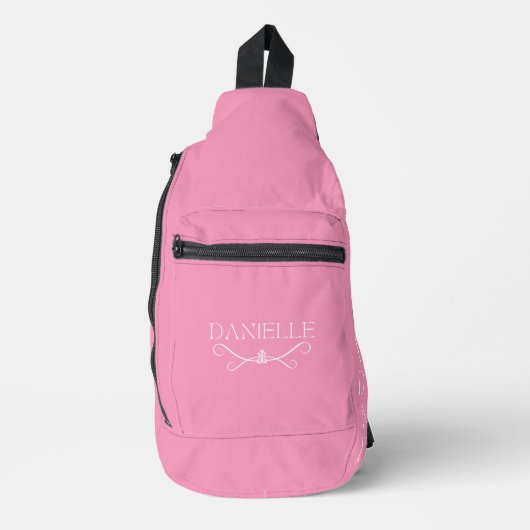 Schattige lichtroze aangepaste naam "Ballet Everyd Sling Bag (Voorkant)