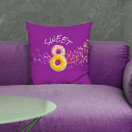 Schattige lief 8 Paarse verjaardagsdonut en foto Kussen