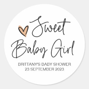Schattige lief baby meisje Baby shower gunst dank  Ronde Sticker