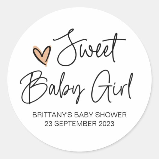 Schattige lief baby meisje Baby shower gunst dank  Ronde Sticker (Voorkant)