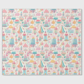 Schattige lief grillig kleurrijk patroontje roze b cadeaupapier (Vlak)