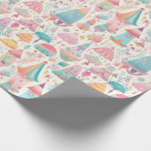 Schattige lief grillig kleurrijk patroontje roze b cadeaupapier (Hoek)