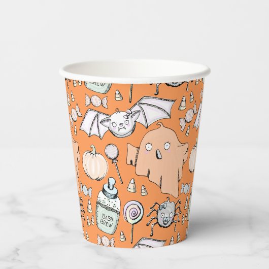 Schattige & Lief Halloween Kids Verjaardag Papieren Bekers (Achterkant)