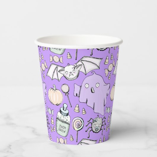 Schattige & Lief Halloween Kids Verjaardag Papieren Bekers (Achterkant)