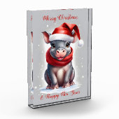 Schattige Lief Hippopotamus Santa Hoed Nieuwjaar Fotoblokken (Links)