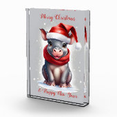 Schattige Lief Hippopotamus Santa Hoed Nieuwjaar Fotoblokken (Rechts)