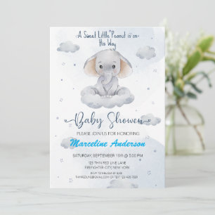 Schattige lief klein pinda olifant Baby shower Kaart