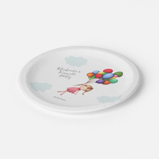 Schattige lief meisje met ballonnen feestartikelen papieren bordje (Gekanteld)