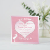 Schattige lief roze ooievaar hart baby meisje douc kaart (Staand voorkant)