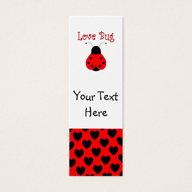 Schattige Liefde Bug Hart Ladybug Bladwijzer Mini Visitekaartjes (Voorkant)