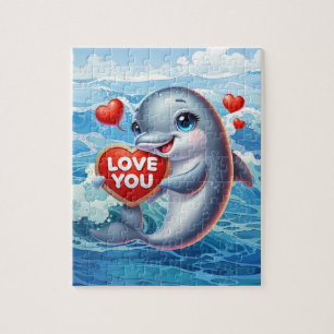 Schattige liefde dolfijn strand legpuzzel