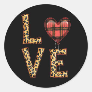 Schattige liefde geruite hart luipaard Valentijnsd Ronde Sticker