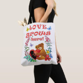 Schattige "Liefde groeit hier" Moederschap/Moeders Tote Bag (Dichtbij)
