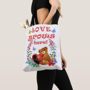 Schattige "Liefde groeit hier" Moederschap/Moeders Tote Bag