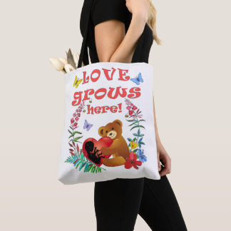 Schattige "Liefde groeit hier" Moederschap/Moeders Tote Bag
