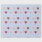 Schattige Liefde Hart Ballon Patroon Wrapping Papi Cadeaupapier (Vlak)