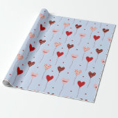 Schattige Liefde Hart Ballon Patroon Wrapping Papi Cadeaupapier (Uitgerold)