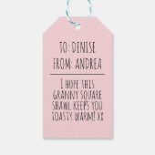 Schattige Liefde Hart Handen Lijn Tekening Breien Cadeaulabel (Achterkant)