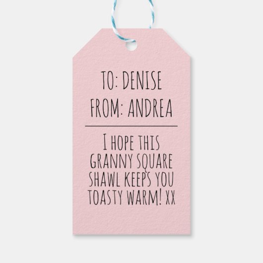 Schattige Liefde Hart Handen Lijn Tekening Breien Cadeaulabel (Achterkant)