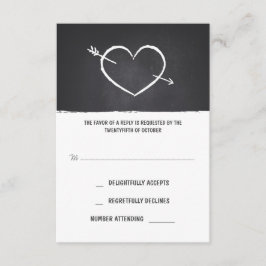 schattige liefde hart krijtbord bruiloft RSVP kaar Kaartje