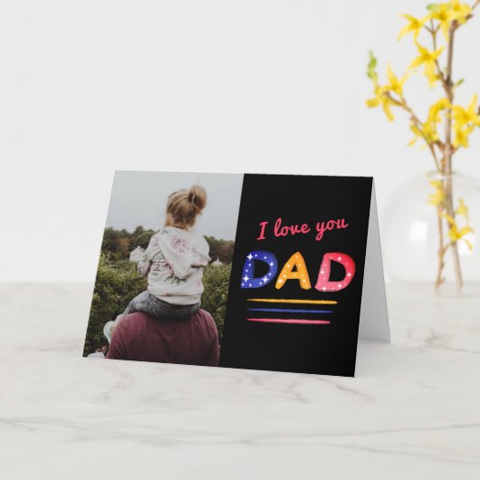 Schattige Liefde je Pap Lettering Vader Foto Kaart (Gele Bloem)