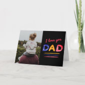 Schattige Liefde je Pap Lettering Vader Foto Kaart (Voorkant)