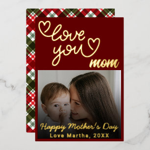 Schattige Liefde Jij Mama  Moderne Foto Moederdag Folie Feestdagenkaart
