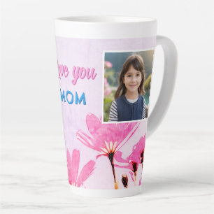 Schattige Liefde jij Moeder Roze Bloemen 2 Foto's Latte Mok