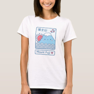Schattige liefde Mount Fuji, bergzon en golven Jap T-shirt