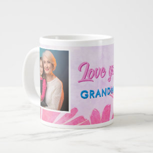 Schattige Liefde oma roze bloemen 2 foto's Grote Koffiekop