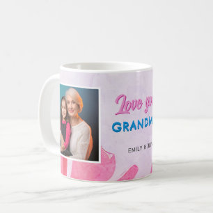 Schattige liefde oma roze bloemen 2 foto's koffiemok