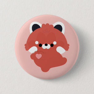 Schattige liefde rode panda ronde button 5,7 cm