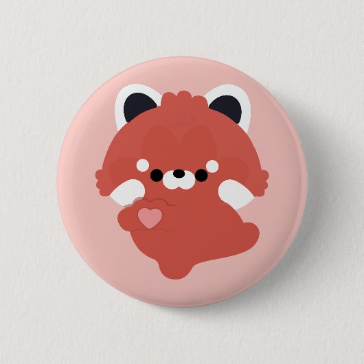 Schattige liefde rode panda ronde button 5,7 cm (Voorkant)