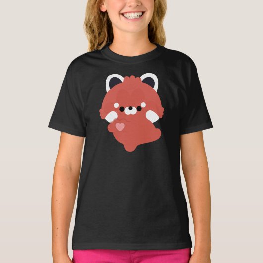 Schattige liefde rode panda t-shirt (Voorkant)